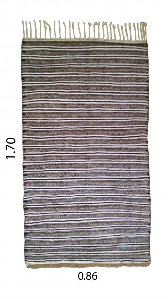 Marokkanischer Teppich11 Schwarz-Weiß gestreift 1,70x0,86 m