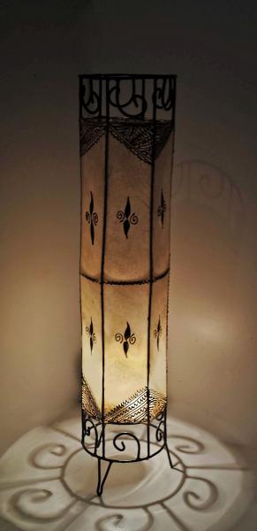 Orientalische Stehlampe Henna-Zylinder 79 cm Leder Natur