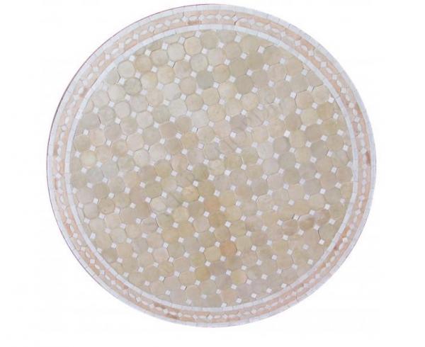 Mosaikplatte Rund Ø 100 cm Beige-Weiß