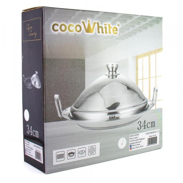 Marokkanische Tajine Ø 34 cm Induktion cocoWhite Tajin Tagin Edelstahl Silber