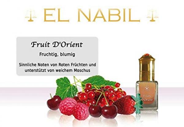 El Nabil Fruit D'Orient 5ml Parfum Duft Parfümöl für HERREN & DAMEN - Ätherische Essenzen Natur Perfume Oil Attar Scent 5 ml Alkoholfrei