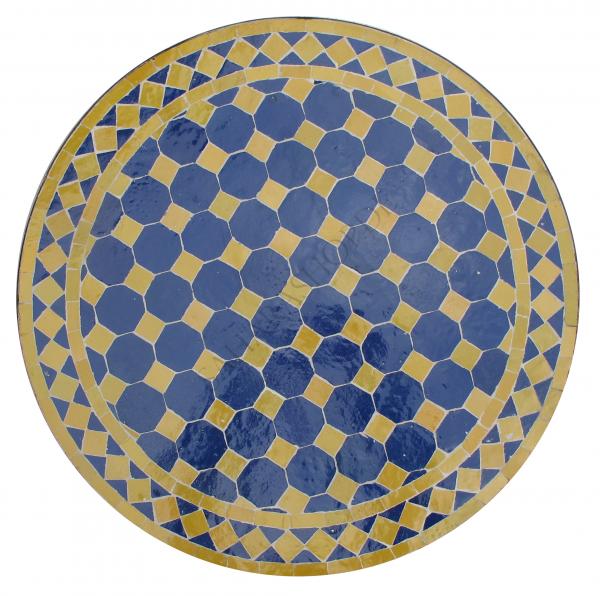 Mosaikplatte Rund Ø 60 cm Blau-Gelb