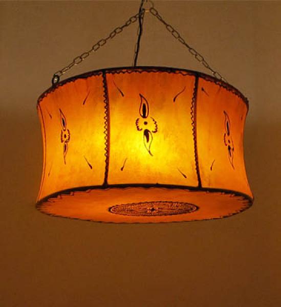 Orientalische Deckenlampe "Parabel" Rund Leder Orange