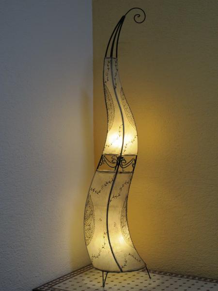 Orientalische Stehlampe Henna-Rund 150 cm Leder Natur