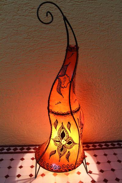 Orientalische Stehlampe Henna-Rund 70 cm Leder Orange