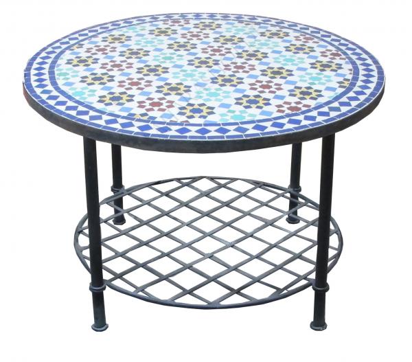 Mediterraner Mosaik Couchtisch Rund Ø 80 cm Tarsia Bunt