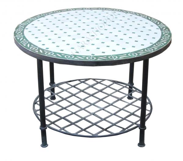 Mediterraner Mosaik Couchtisch Rund Ø 80 cm Tawriq Grün