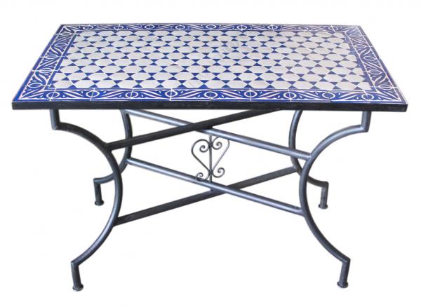 Mediterraner Mosaiktisch Tawriq Dris Blau-Natur 120 x 80 cm