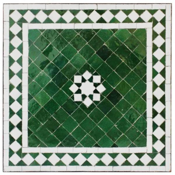 Mediterraner Mosaiktisch Grün-Fleur 60 x 60 cm