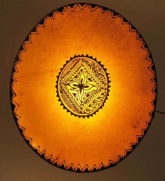 Orientalische Deckenlampe "Parabel" Rund Leder Orange