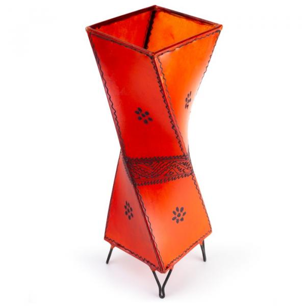 Orientalische Stehlampe "Henna-Carré" 49 cm Leder Orange