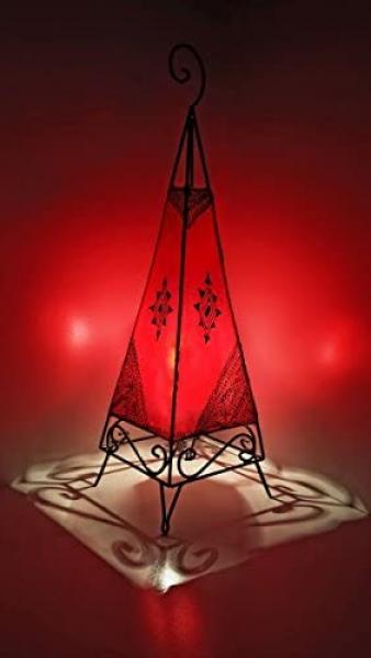 Orientalische Stehlampe "Henna-Pyramid" 73 cm Leder Rot