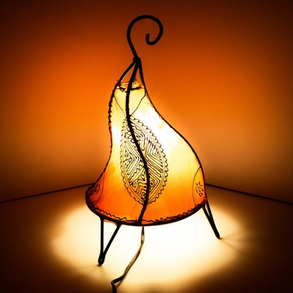 Orientalische Stehlampe Henna-Rund 38 cm Leder Orange