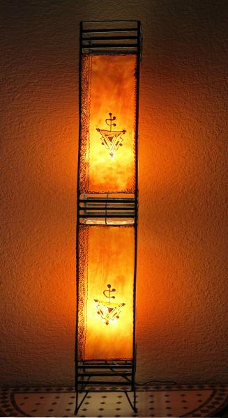 Orientalische Stehlampe "Henna-Koutoubia" 127 cm Leder Orange-Rot