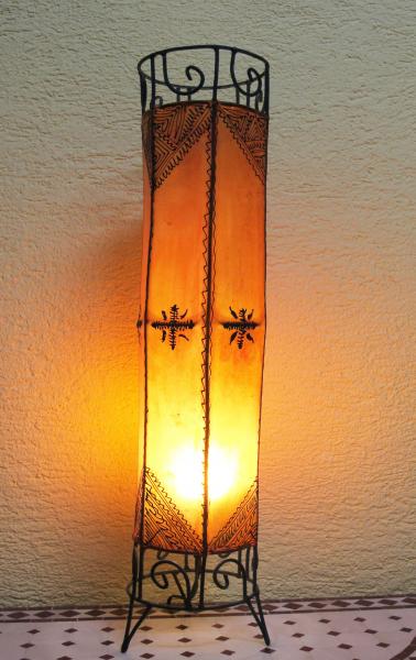 Orientalische Stehlampe "Henna-Zylinder" 79 cm Leder Orange