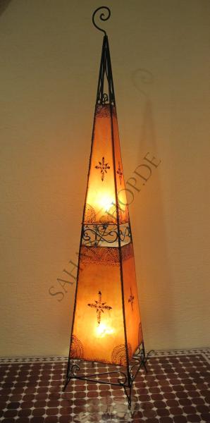 Orientalische Stehlampe Henna-Pyramid 155 cm Leder Orange