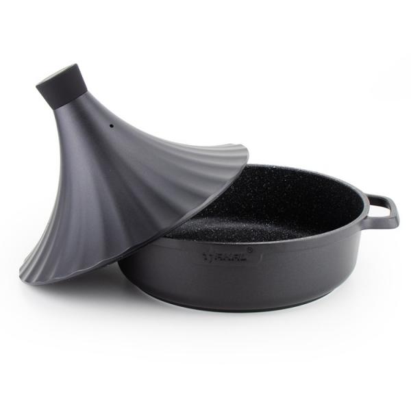 Marokkanische Tajine Morocco Ø 28 cm Keramik Induktion Schwarz Matt