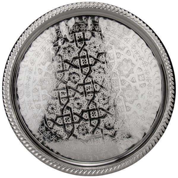 Orientalisches Teetablett Tefor 25 cm Silber