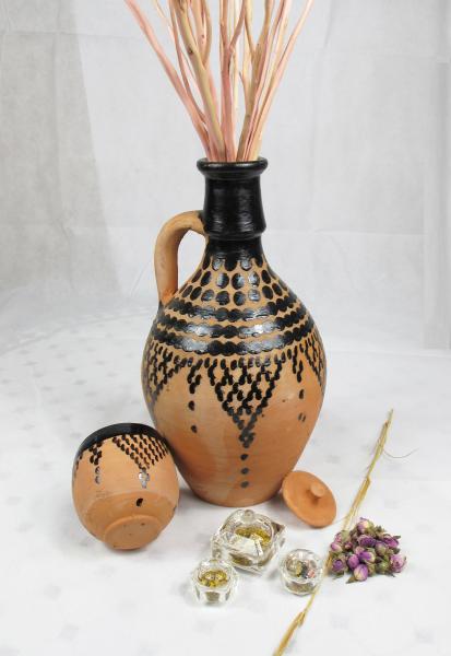 Mediterran-Orientalisch-Arabische Ton-/ Wasserkaraffe/ Vase "Barada" mit Dekor