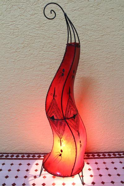 Orientalische Stehlampe "Henna-Rund" 90 cm Leder Rot