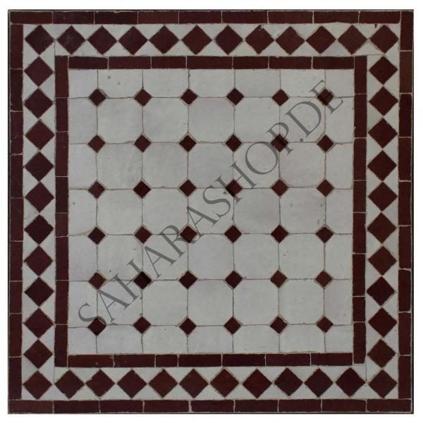 Mediterraner Mosaiktisch Bordeaux-Natur 60 x 60 cm