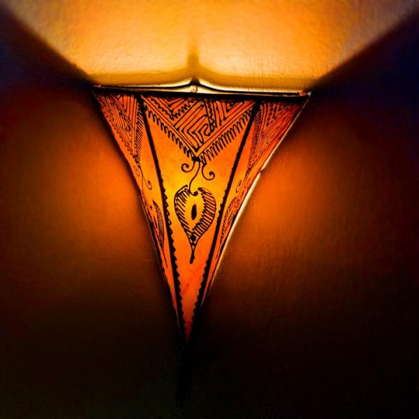 Orientalische Leder-Wandlampe Najat Orange