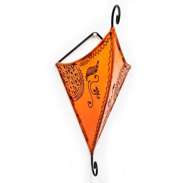 Orientalische Leder-Wandlampe "Sara" Orange