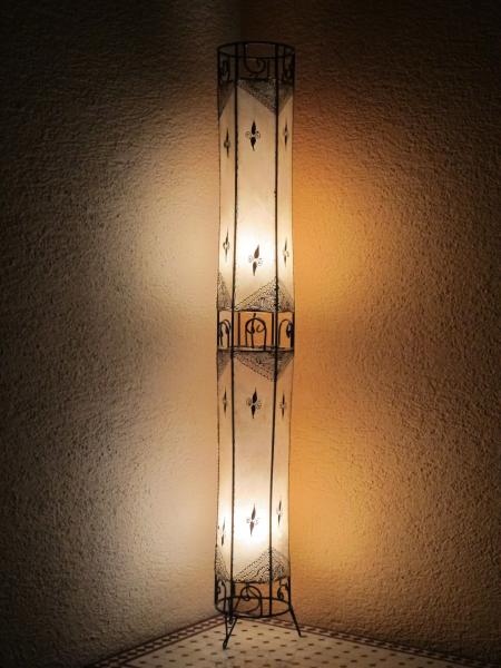 Orientalische Stehlampe Henna-Zylinder 79 cm Leder Natur