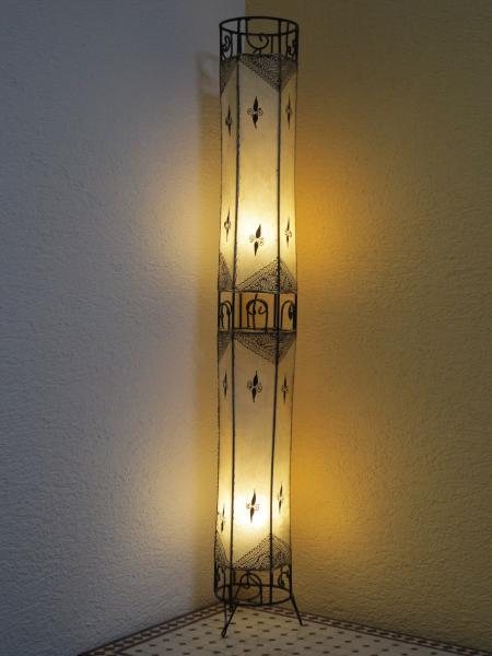 Orientalische Stehlampe Henna-Zylinder 150 cm Leder Natur